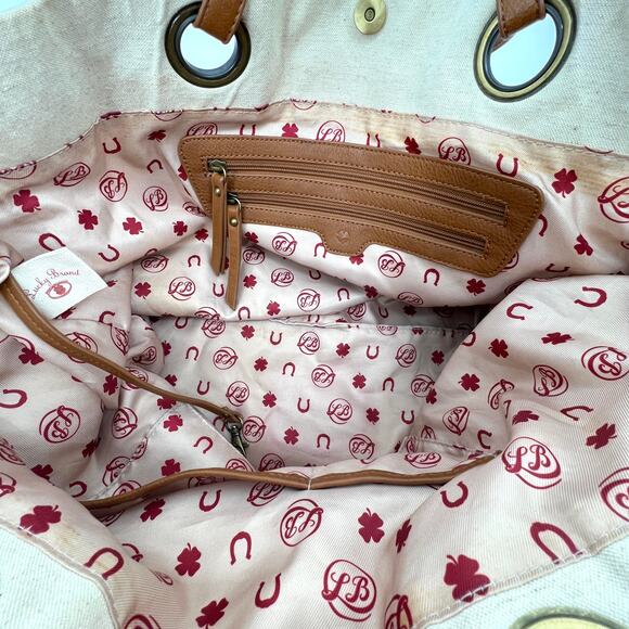 Lucky Brand Aztec Print Southwest Red and Cream Large Cotton Tote Shoulder Purse - Picture 6 of 12